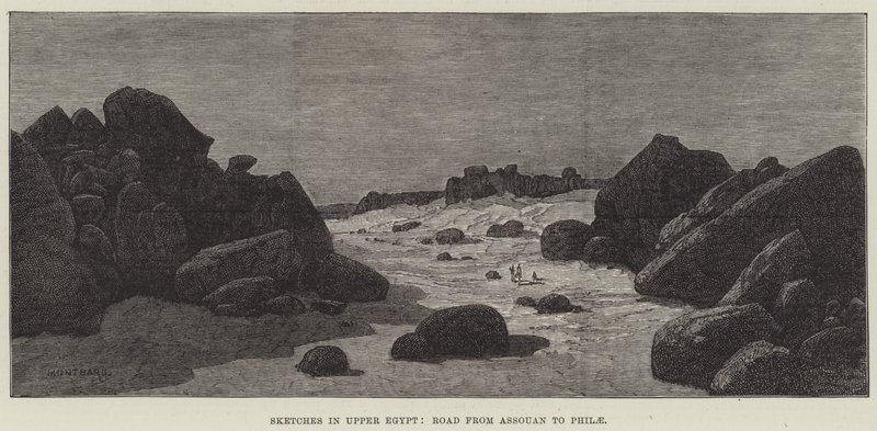 Skisser i Övre Egypten, vägen från Assouan till Philae av Charles Auguste Loye
