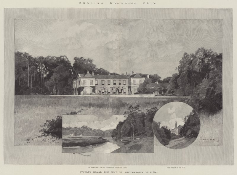 Studley Royal, säte för markisen av Ripon av Charles Auguste Loye