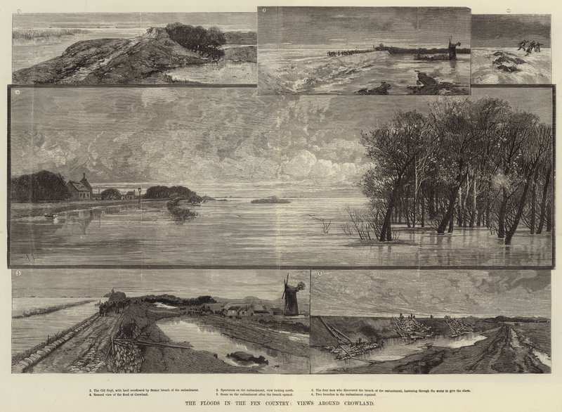 Översvämningarna i Fen Country, vyer runt Crowland av Charles Auguste Loye