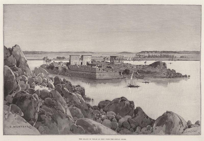 Ön Philae sett från den libyska kusten av Charles Auguste Loye