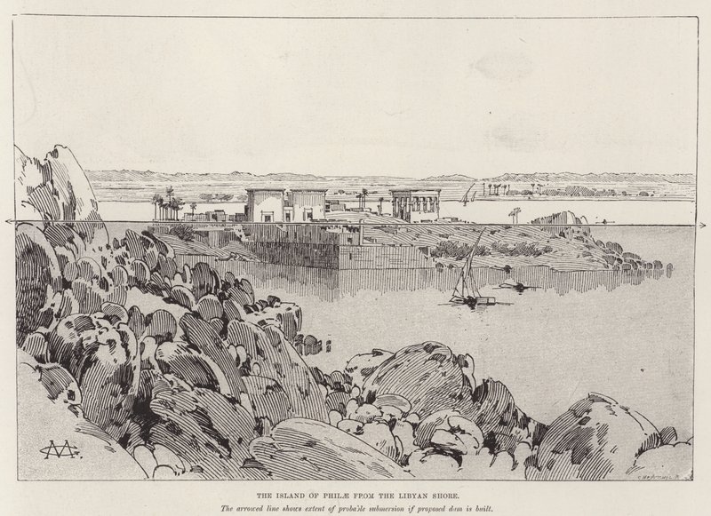 Ön Philae från den libyska kusten av Charles Auguste Loye