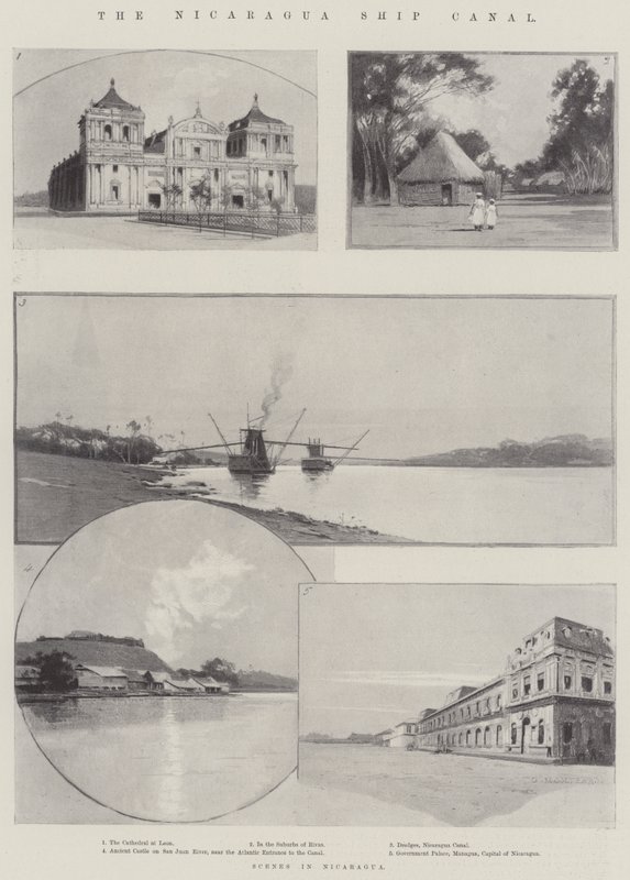 Fartygskanalen i Nicaragua av Charles Auguste Loye