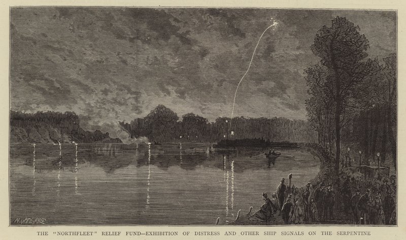 Northfleet Relief Fund, utställning av nödsignaler och andra fartygssignaler på Serpentine av Charles Auguste Loye