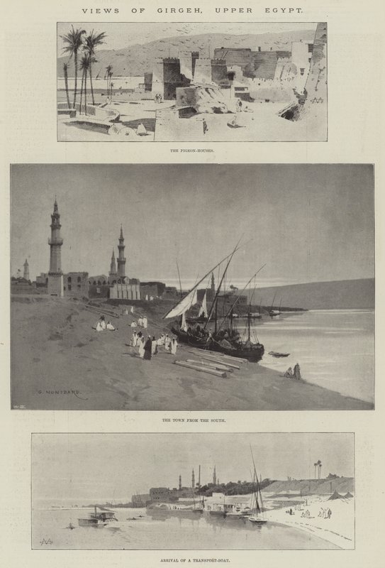 Utsikt över Girgeh, övre Egypten av Charles Auguste Loye
