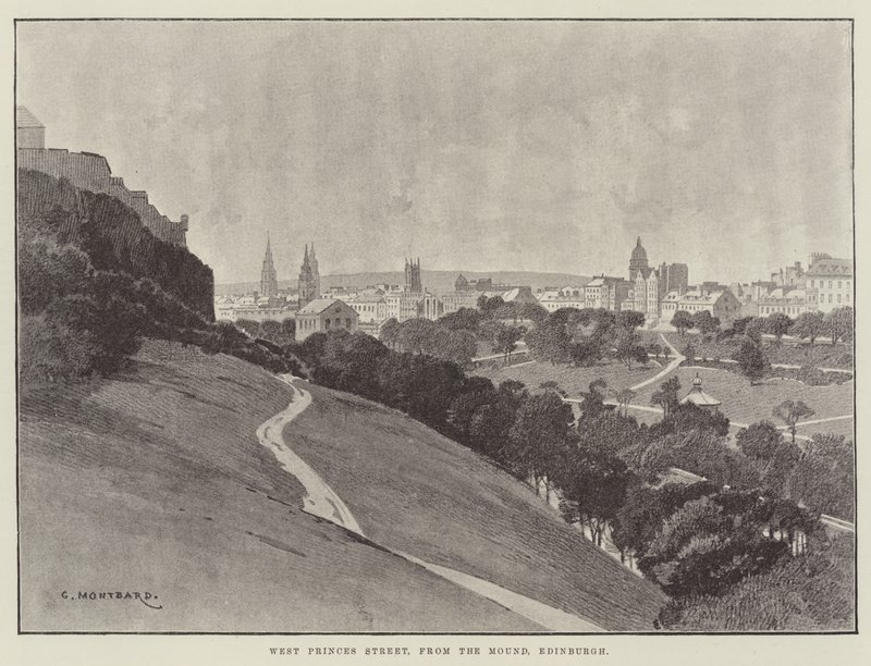 West Princes Street, från Mound, Edinburgh av Charles Auguste Loye