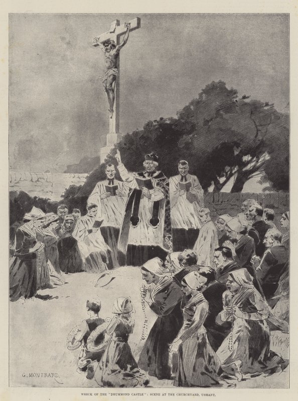 Vraket av Drummond Castle, scen på kyrkogården, Ushant av Charles Auguste Loye