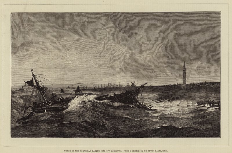 Den norska barken Suez vrak utanför Yarmouth av Charles Auguste Loye