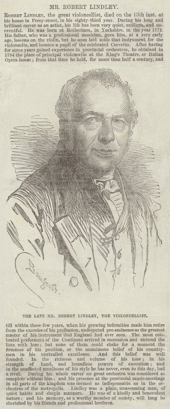 Den framlidne herr Robert Lindley, violoncellisten av Charles Baugniet