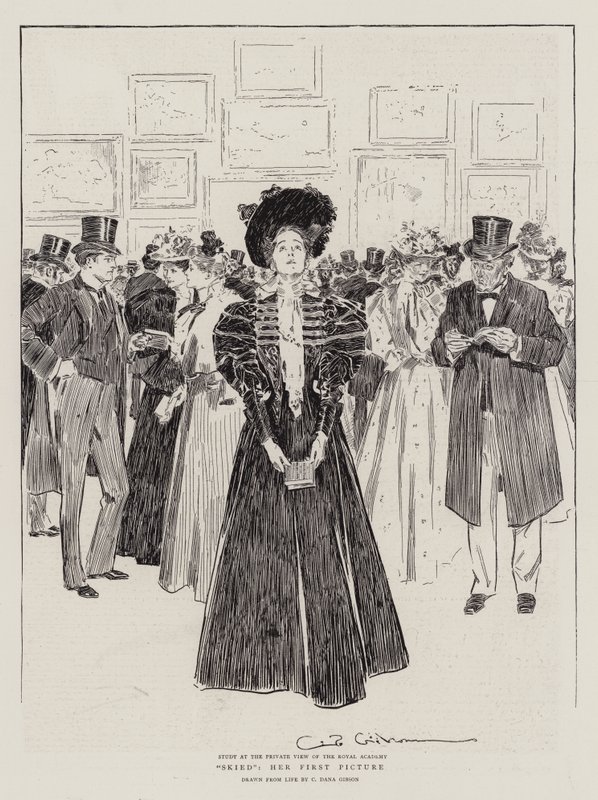 Skied, hennes första bild av Charles Dana Gibson
