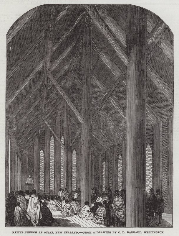 Den infödda kyrkan i Otaki, Nya Zeeland av Charles Decimus Barraud
