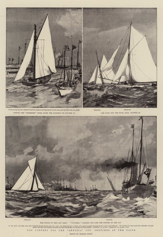 Tävlingen om America Cup, Sketcher at the Races av Charles Edward Dixon