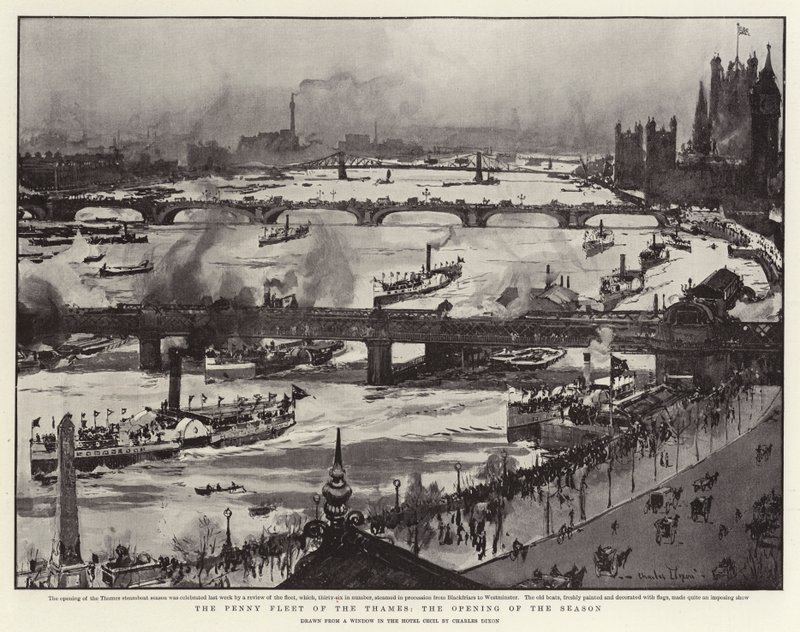 The Penny Fleet of the Thames, säsongens början av Charles Edward Dixon