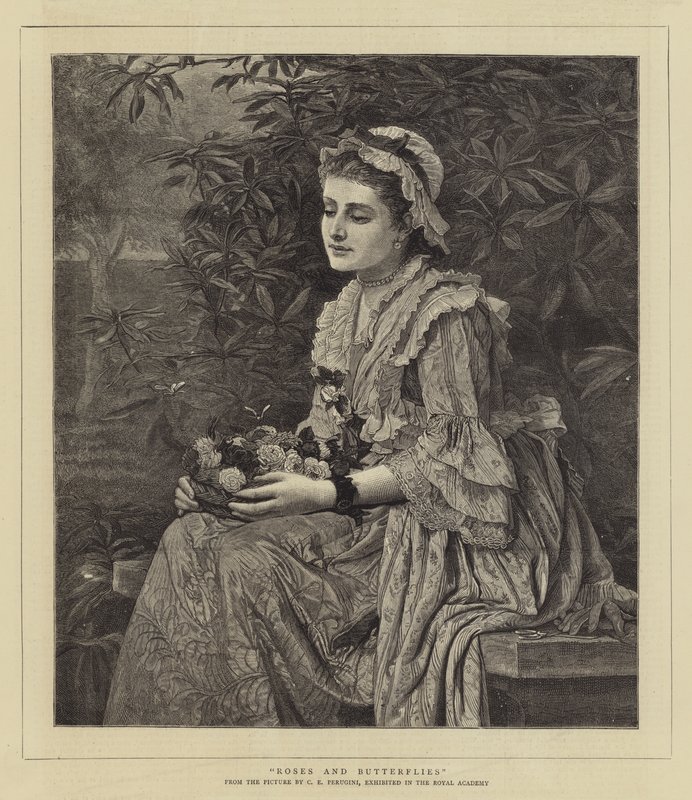 Rosor och fjärilar av Charles Edward Perugini