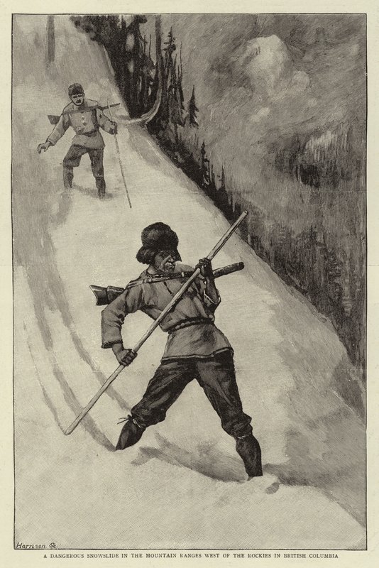 En farlig snörutschbana i bergskedjorna väster om Klippiga bergen i British Columbia av Charles Edwin Fripp