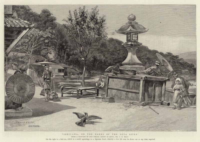 Ishiyama, på stranden av floden Seta av Charles Edwin Fripp