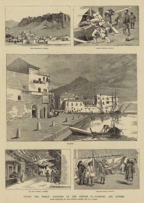 Jorden runt Yachting i Ceylon, VI, Palermo och Aten av Charles Edwin Fripp