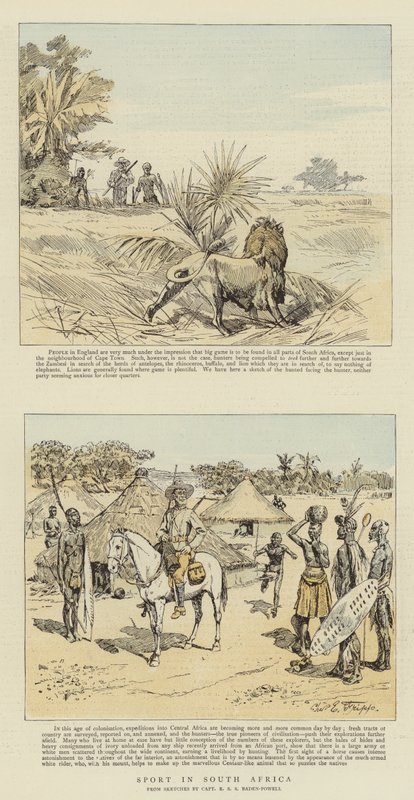 Sport i Sydafrika (chromolitho) av Charles Edwin Fripp