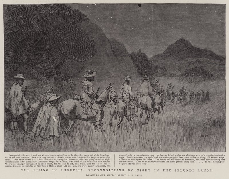 The Rising in Rhodesia, Reconnoitring by Night in the Selundi Range av Charles Edwin Fripp