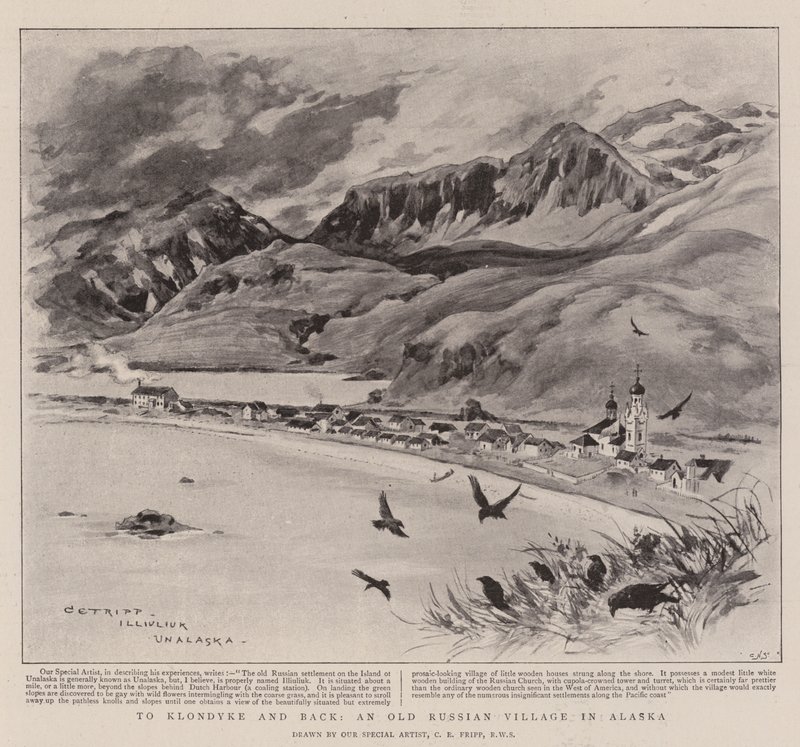 Till Klondyke och tillbaka, en gammal rysk by i Alaska av Charles Edwin Fripp