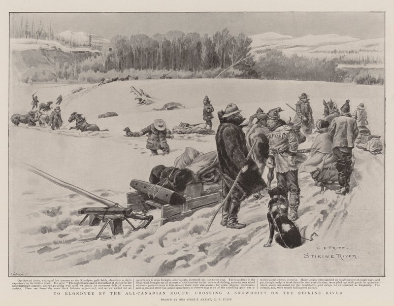 Till Klondyke på den allkanadensiska vägen, genom en snödriva på Stikine River av Charles Edwin Fripp
