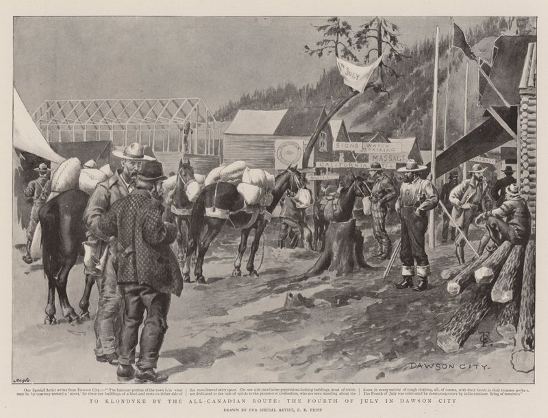 Till Klondyke vid All-Canadian Route, den fjärde juli i Dawson City av Charles Edwin Fripp