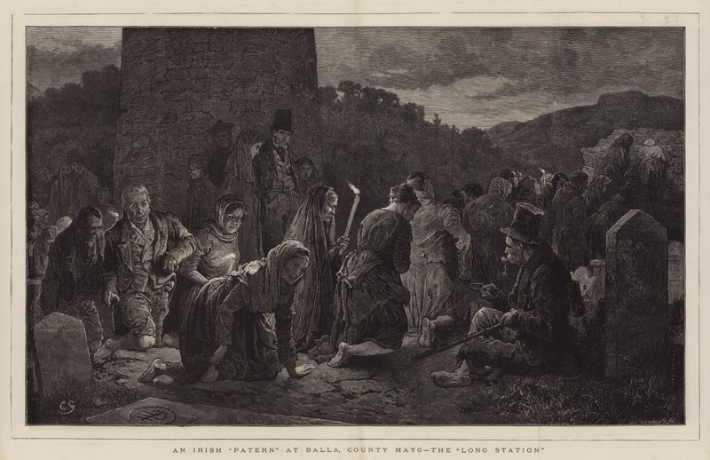 Ett irländskt mönster på Balla, County Mayo, Long Station av Charles Green