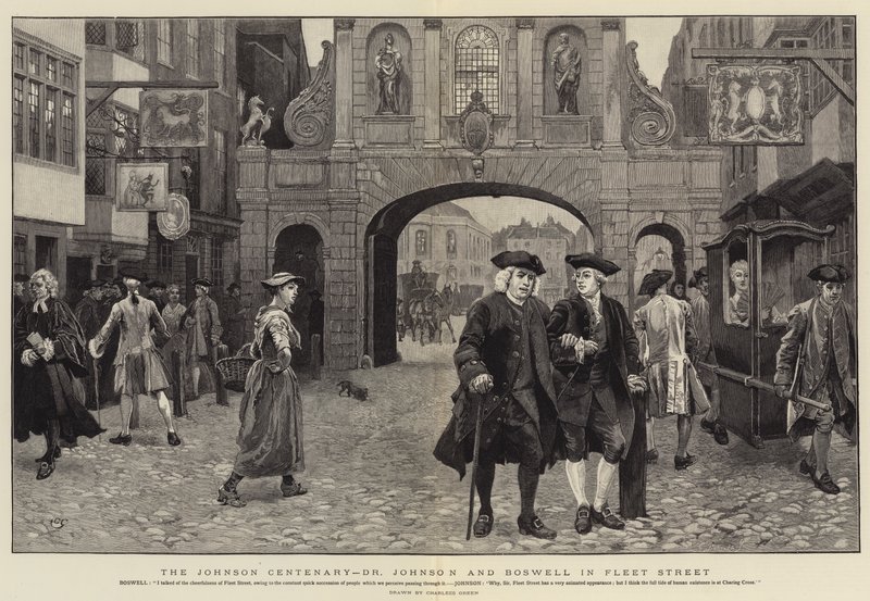 Johnson Centenary, Dr Johnson och Boswell i Fleet Street av Charles Green
