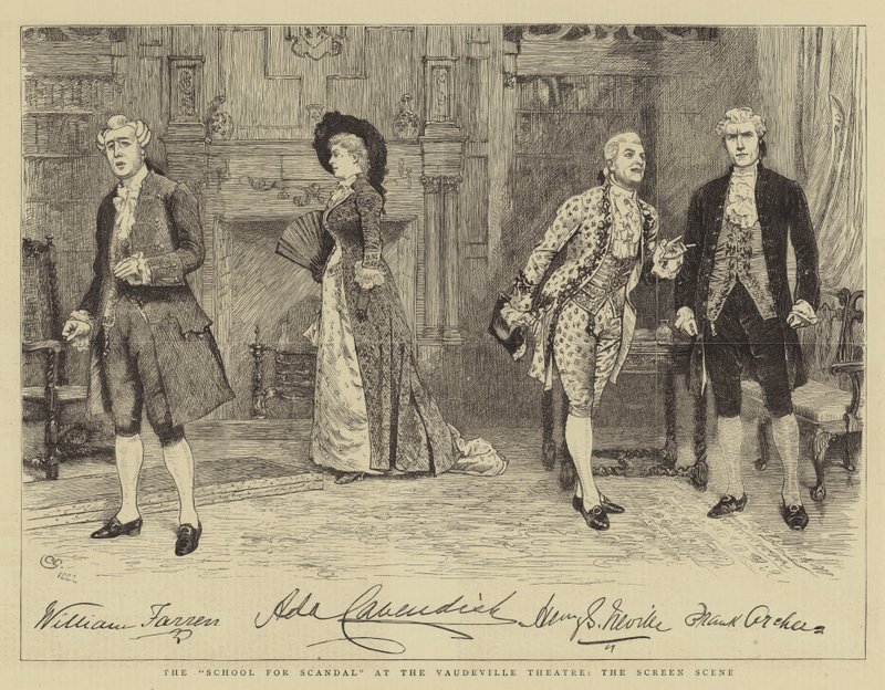 School for Scandal på Vaudeville Theatre, Screen Scene av Charles Green