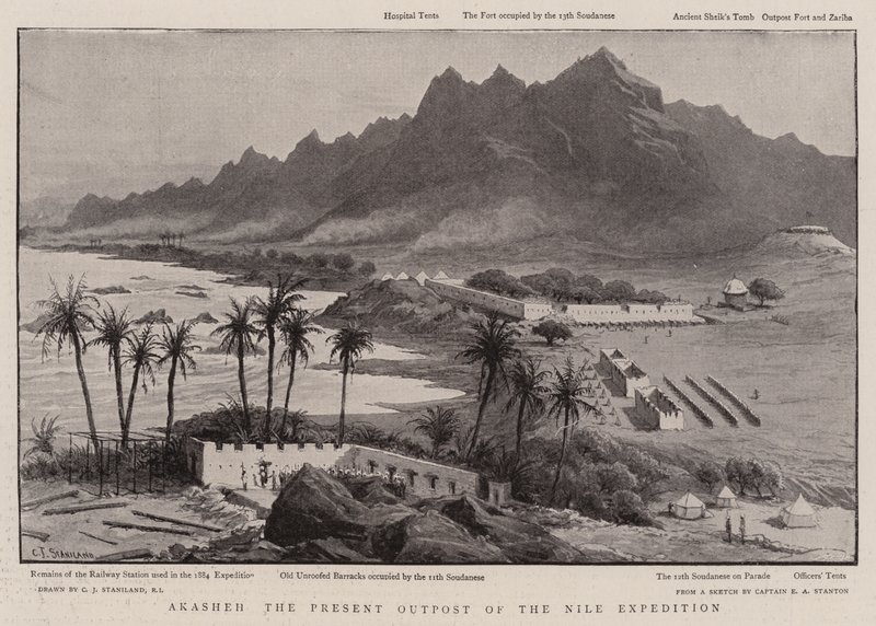 Akasheh Nile Expeditionens nuvarande utpost av Charles J. Staniland