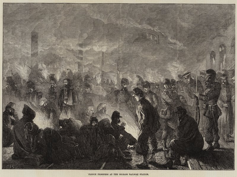 Franska fångar på Orleans järnvägsstation av Charles J. Staniland