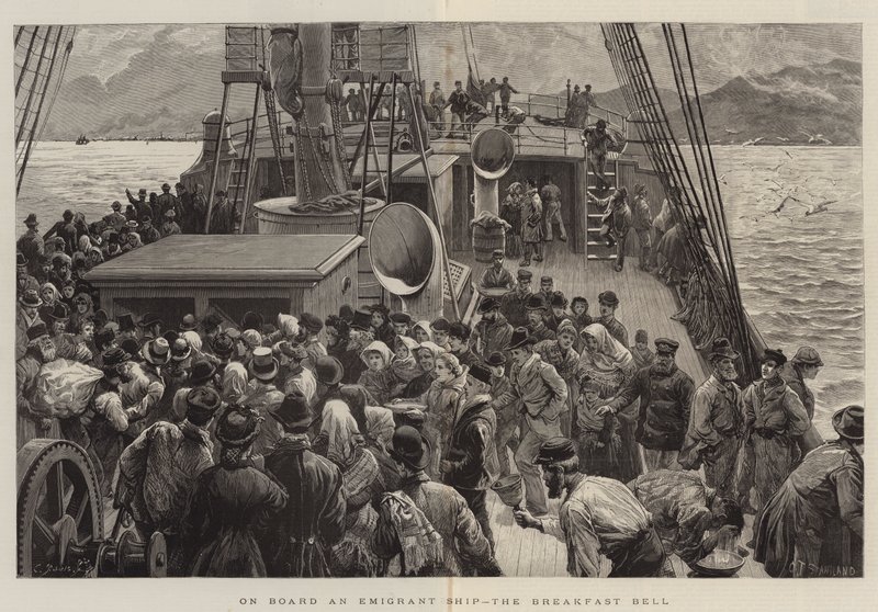 Ombord på ett emigrantskepp, frukostklockan av Charles J. Staniland