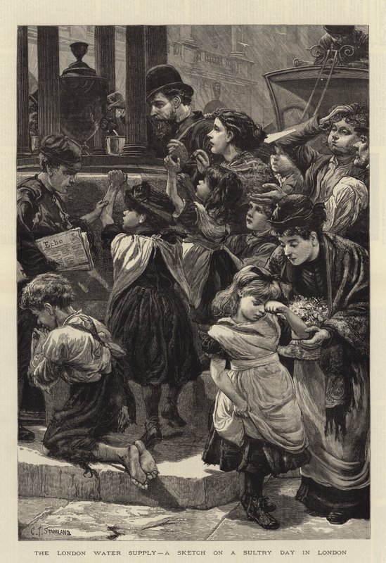Vattenförsörjningen i London, en skiss från en svettig dag i London av Charles J. Staniland