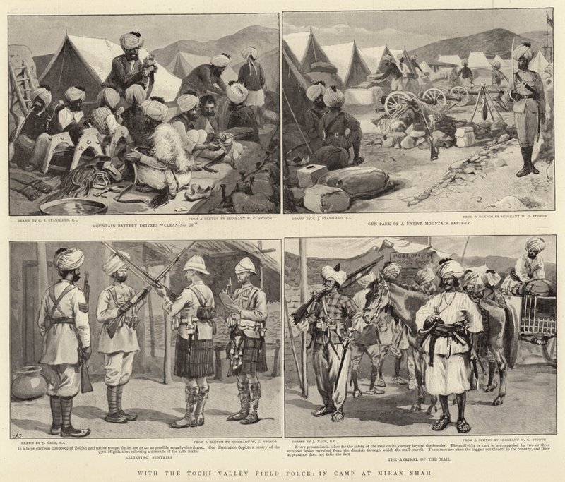 Med Tochi Valley Field Force, i lägret vid Miran Shah av Charles J. Staniland