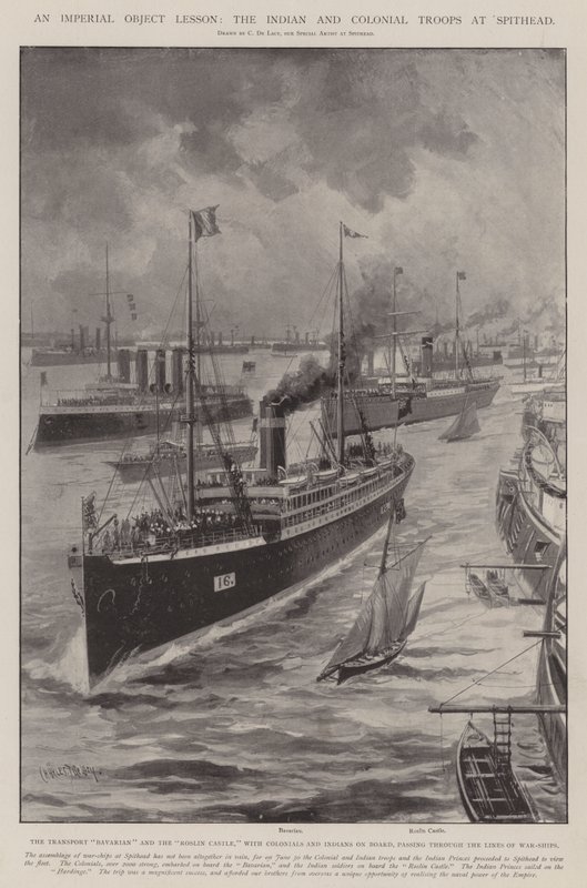 En kejserlig objektlektion, de indiska och koloniala trupperna vid Spithead av Charles John de Lacy