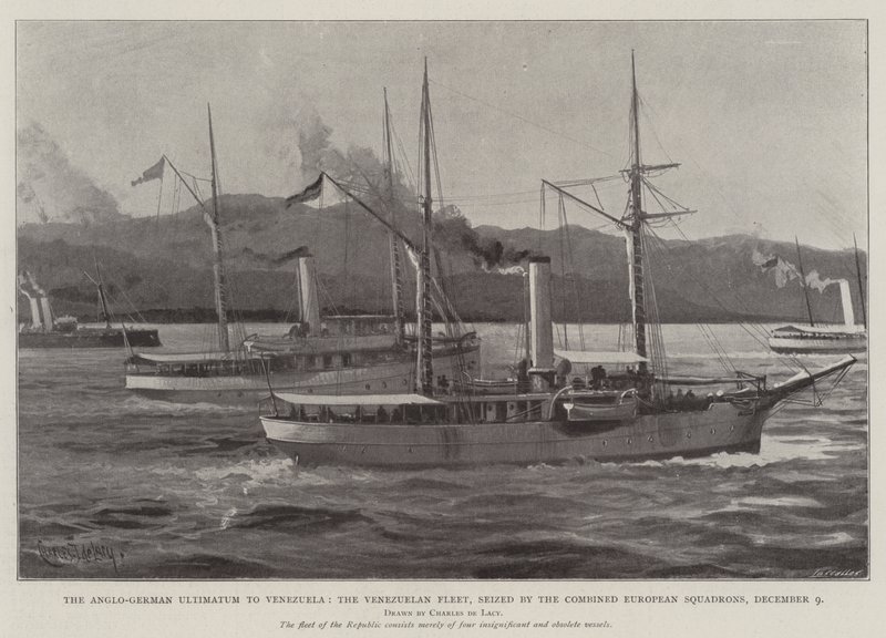 Det anglo-tyska Ultimatum till Venezuela, den venezuelanska flottan, beslagtagen av de kombinerade europeiska skvadronerna, 9 december av Charles John de Lacy