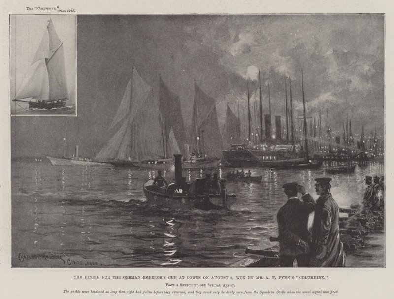 Målgång för den tyska kejsarens pokal i Cowes den 8 augusti, som vanns av A F Fynn