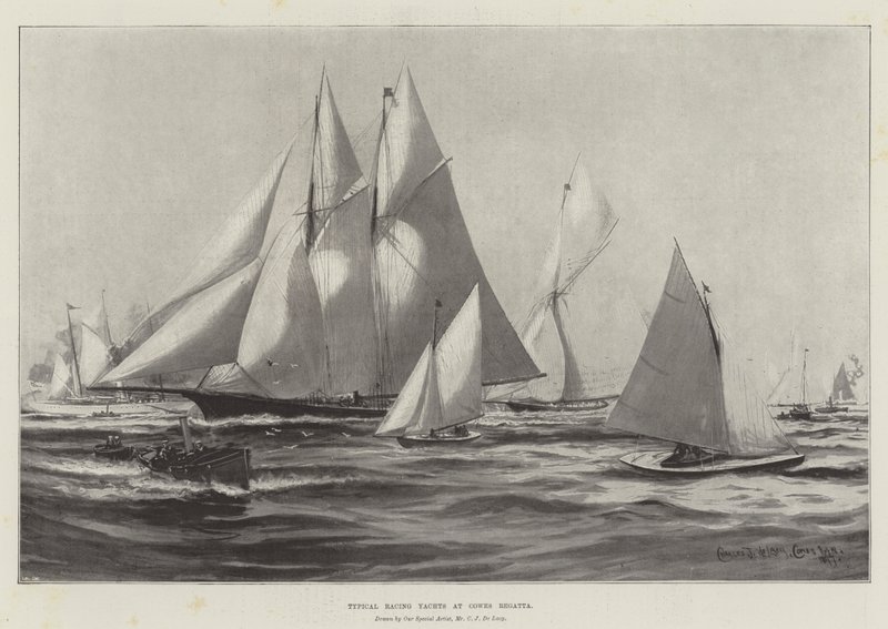Typiska tävlingsbåtar vid Cowes Regatta av Charles John de Lacy