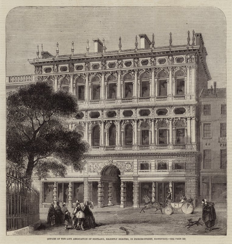 Kontor för Life Association of Scotland, nyligen uppfört, i Princes-Street, Edinburgh av Charles Landelle