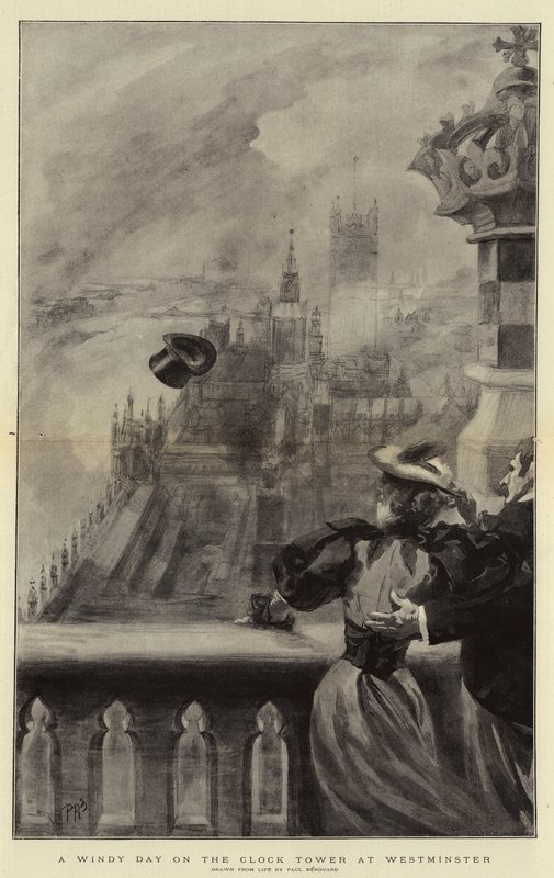 En blåsig dag på klocktornet i Westminster av Charles Paul Renouard