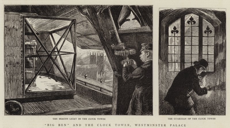Big Ben och klocktornet, Westminster Palace av Charles Paul Renouard