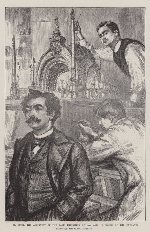 M Binet, arkitekten för Parisutställningen 1900, och hans modell av entrén av Charles Paul Renouard