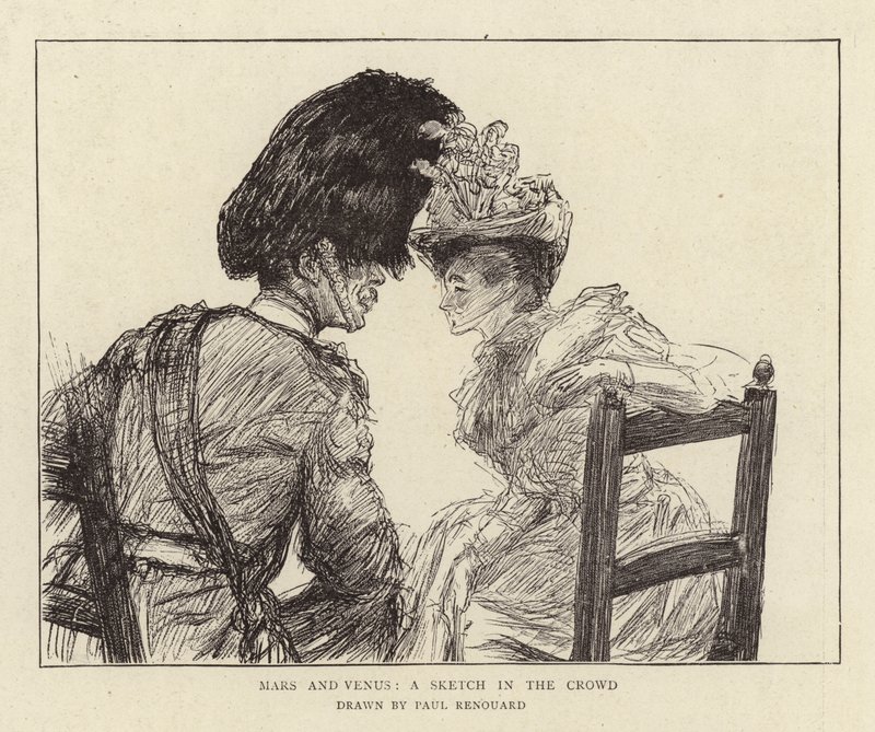 Mars och Venus, en skiss i folkmassan av Charles Paul Renouard