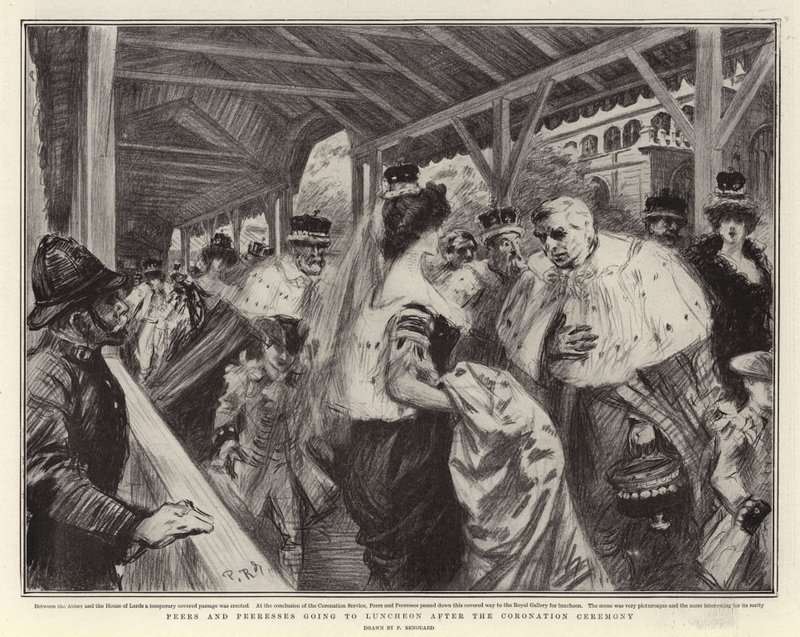 Peers och Peeresses på väg till lunchen efter kröningsceremonin av Charles Paul Renouard