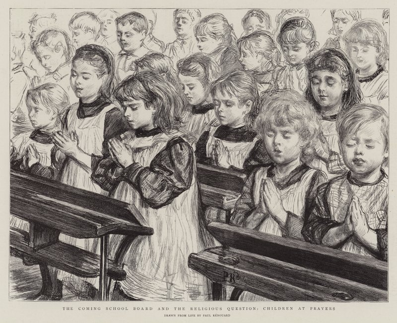 Den kommande skolstyrelsen och den religiösa frågan, Barn i bön av Charles Paul Renouard