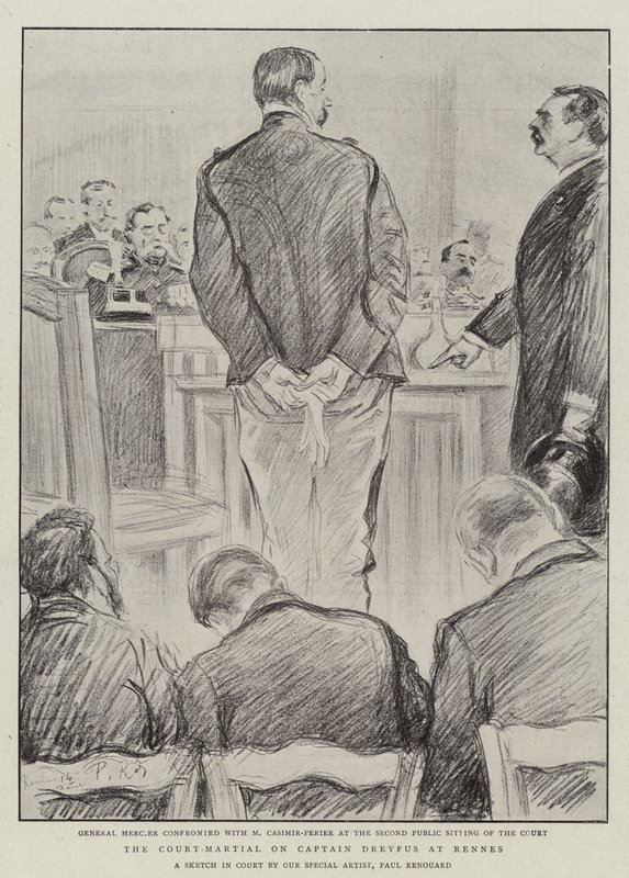 Krigsrätten mot kapten Dreyfus i Rennes av Charles Paul Renouard