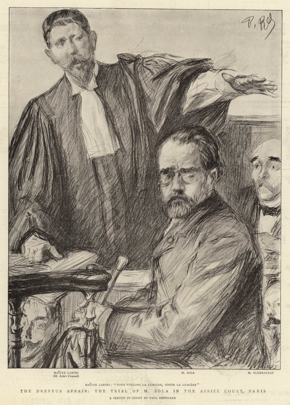 Dreyfusaffären, rättegången mot M Zola i Assize Court, Paris av Charles Paul Renouard