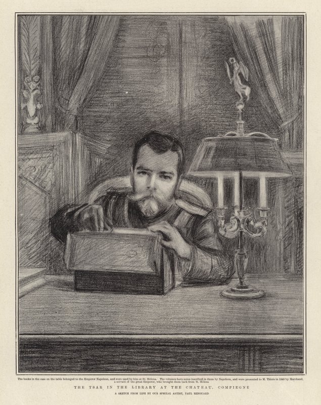 Tsaren i biblioteket på slottet, Compiegne av Charles Paul Renouard