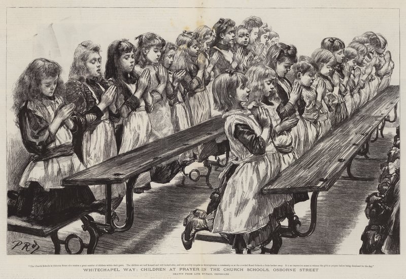 Whitechapel Way, Barn som ber i kyrkans skolor, Osborne Street av Charles Paul Renouard