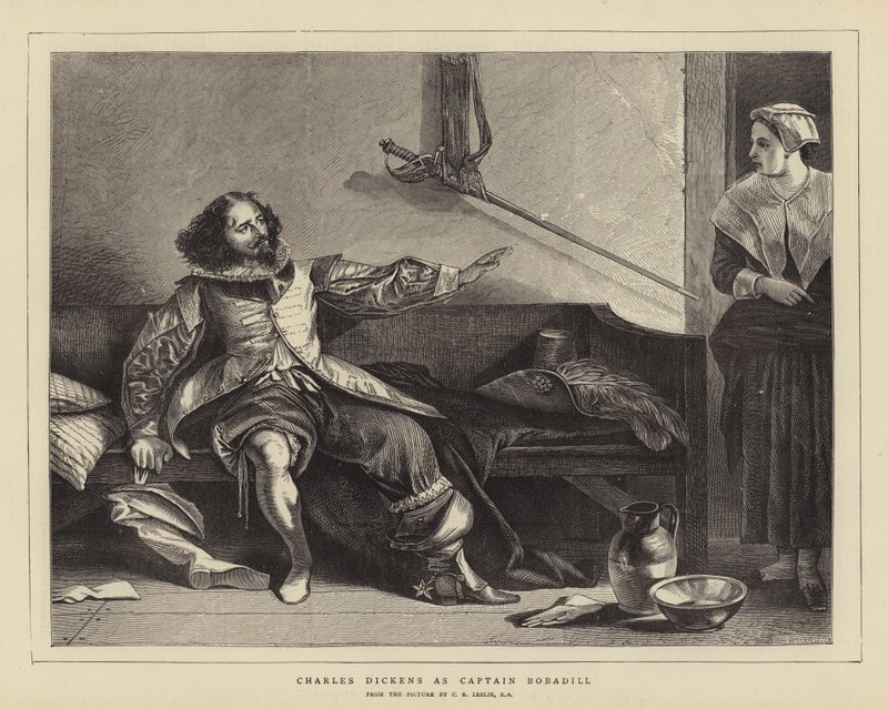 Charles Dickens som kapten Bobadill av Charles Robert Leslie