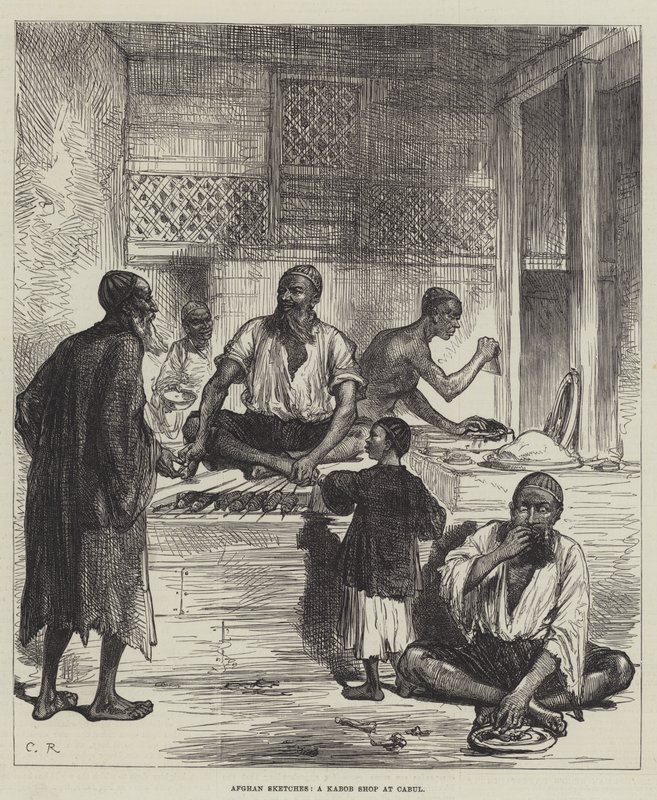 Afghan Sketches, en Kabob-butik i Cabul av Sir John Charles Robinson